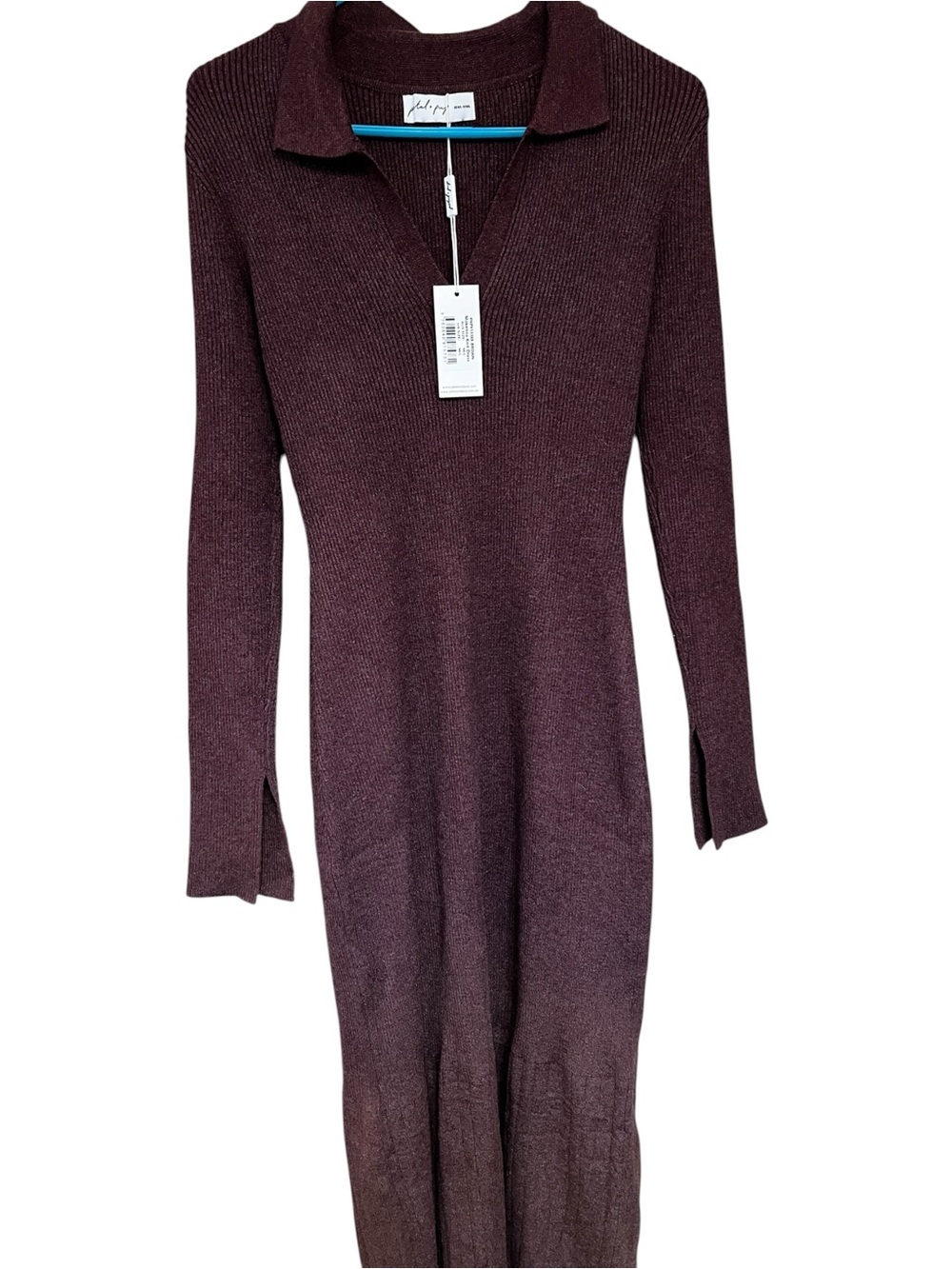 Petal & Pup Makenna Long Sleeve Rib Maxi Sweater Dress In Brown
